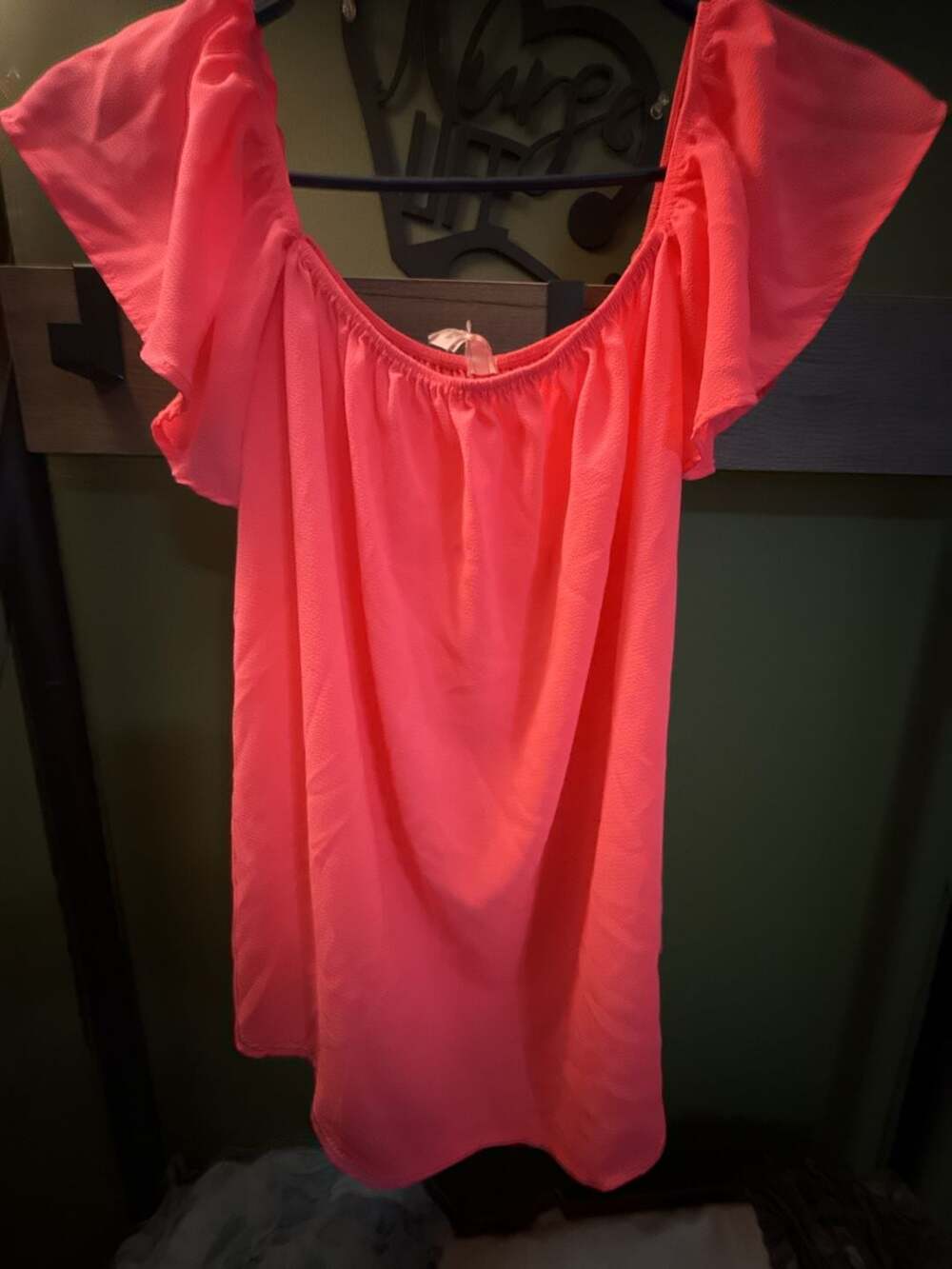 Umgee Ruffle Off The Shoulder Blouse Size L Coral Pink